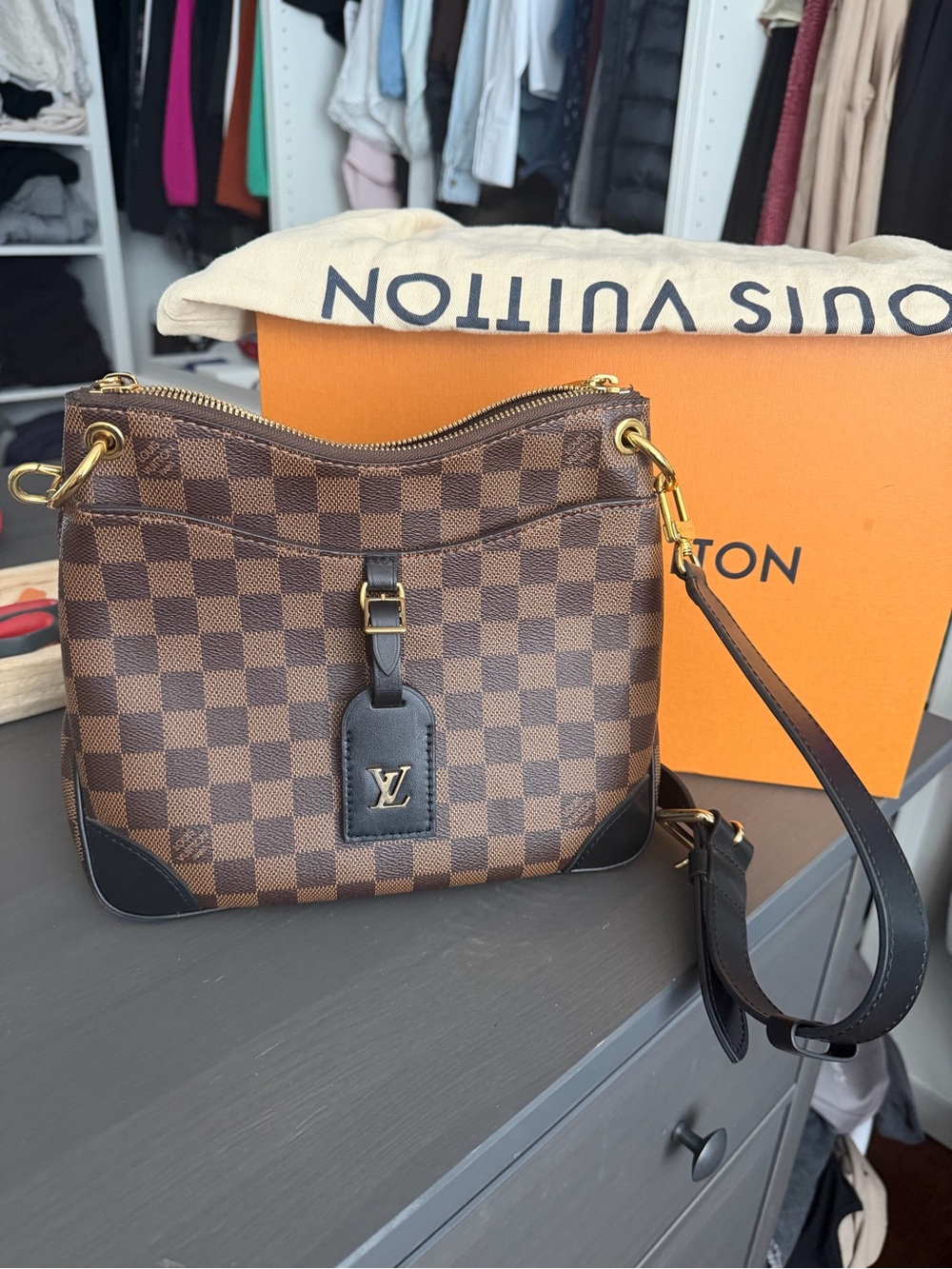 Louis Vuitton NM Odeon PM black and brown checkered